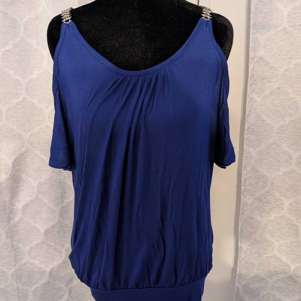 Rue21 Royal Blue Cold Shoulder Blouse